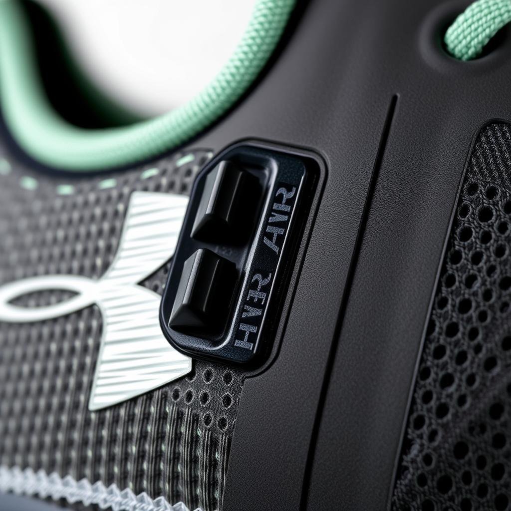 Detalhe do cabedal do Under Armour Tribase Reps 2 mostrando os materiais