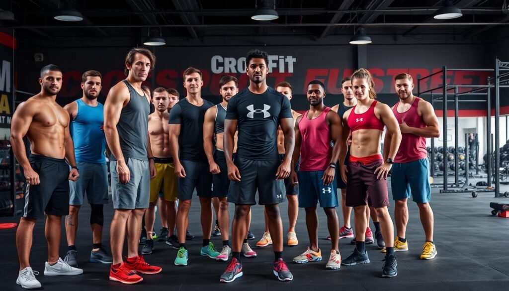 Diversos atletas usando Under Armour Tribase Reps 2 durante uma competição de CrossFit