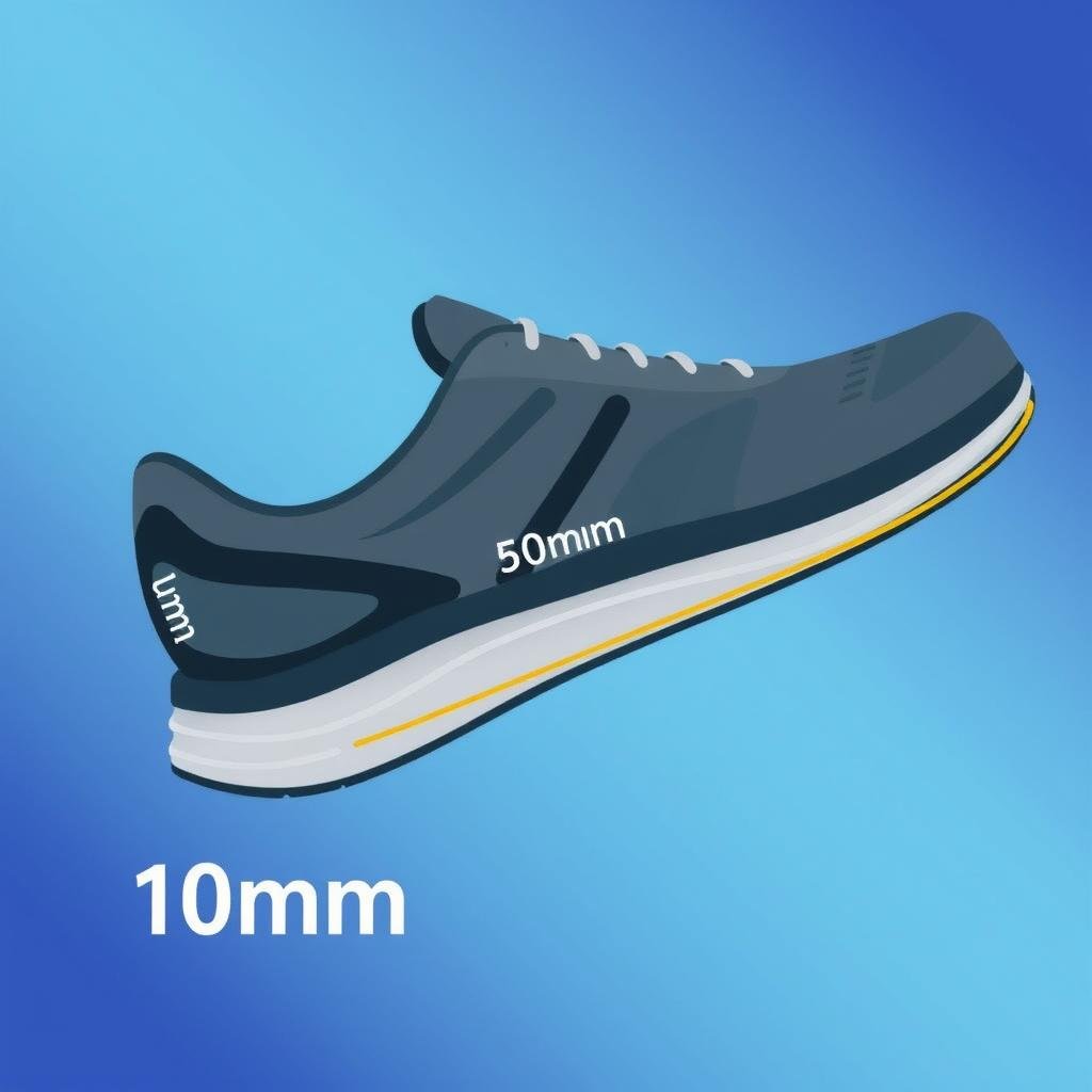 Explicação visual do drop em tênis de corrida para iniciantes